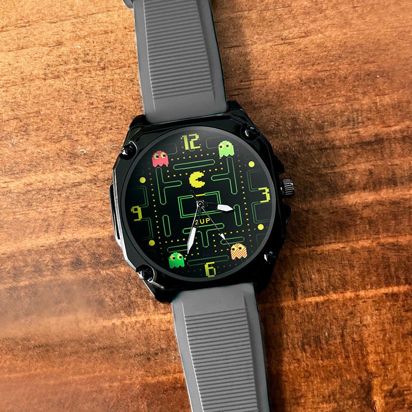 Pacman reloj de pulsera cuadrado Gris