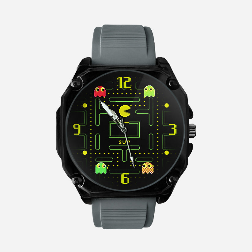 Pacman reloj de pulsera cuadrado Gris