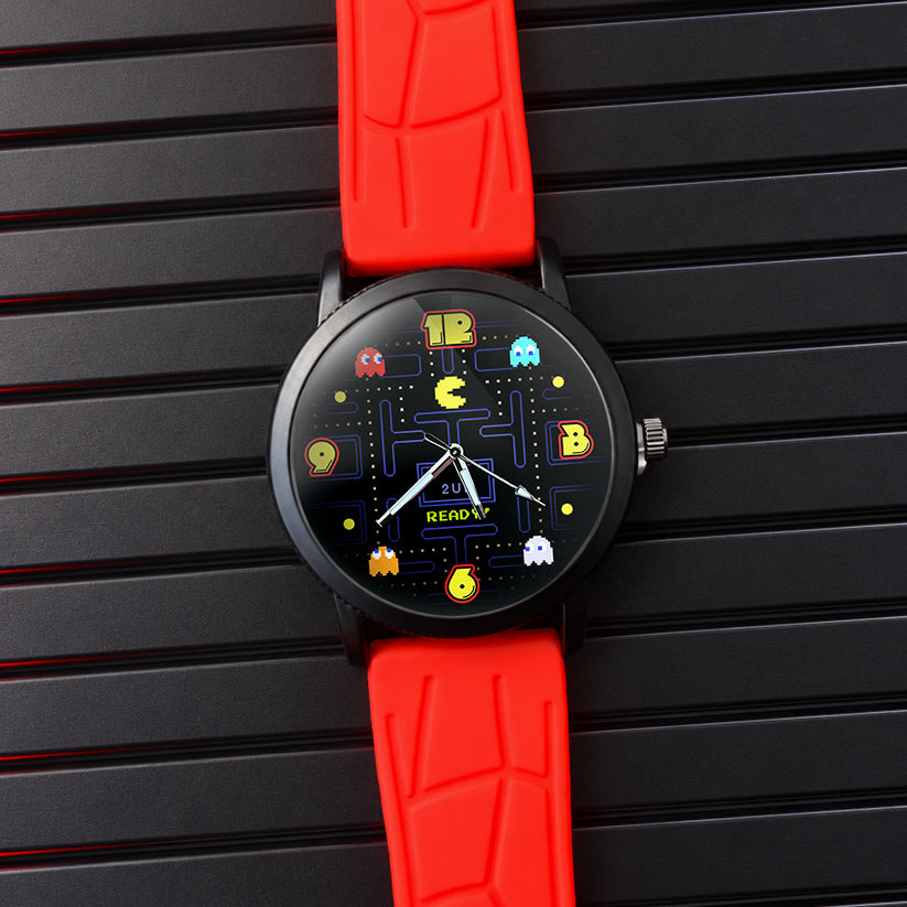 Pacman reloj de pulsera correa roja