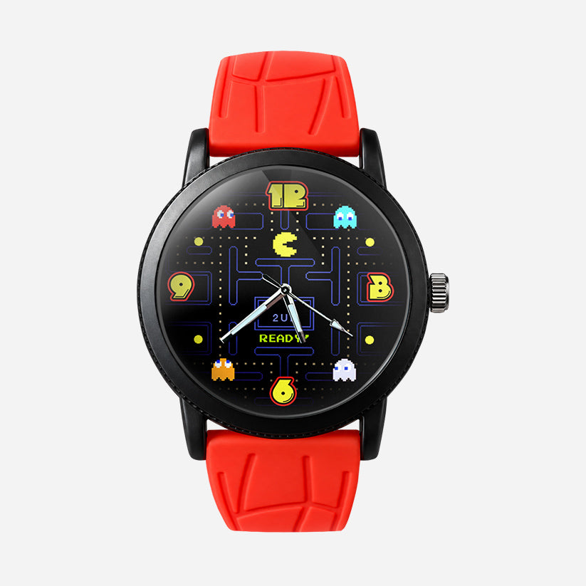 Pacman reloj de pulsera correa roja
